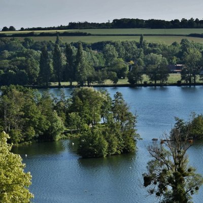 Sentier entre plans d'eau de Fontenay et forêt