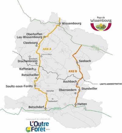 Itinéraire cyclable : Axe A de Wissembourg à Betschdorf via Soultz-sous-Forêts