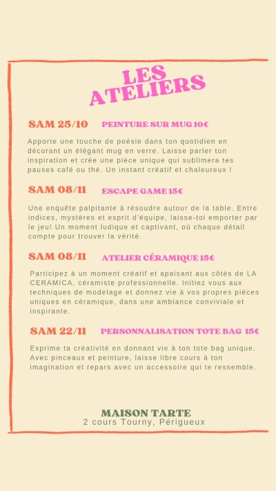 Atelier crochet + goûter - Maison Tarte