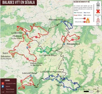 circuit de liaison VTT VAE - Prévinquières / Le Bas Ségala