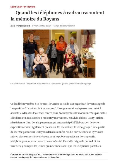 Exposition "Le déposoir à murmures" : histoires de vie en Royans Vercors