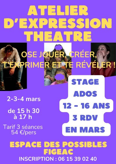 Ateliers d’expression créatrice théâtre à Figeac