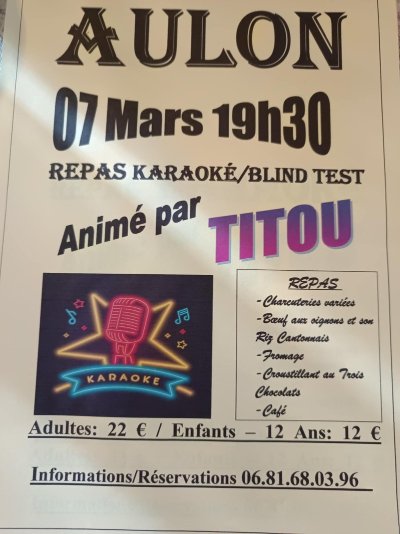 Soirée repas karaoké/blind test