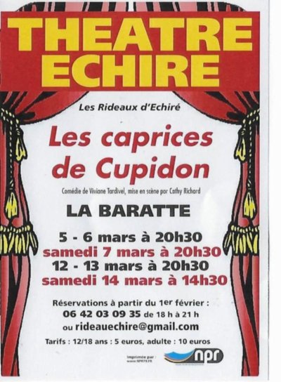 Théâtre : Les Rideaux d’Échiré – Les caprices de Cupidon à Échiré