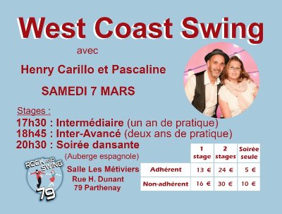 Danse stages de West Coast Swing et soirée dansante
