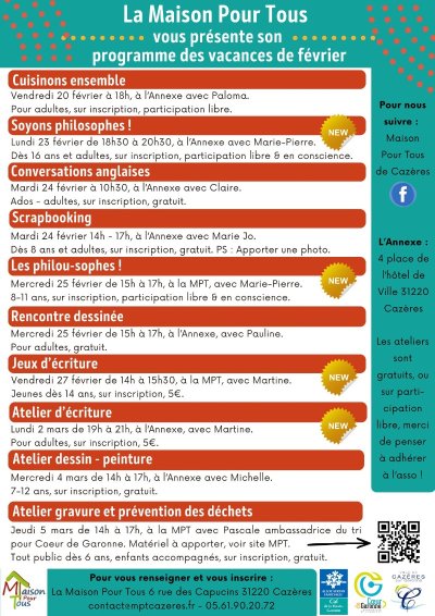 PROGRAMME VACANCES DE FÉVRIER 2026