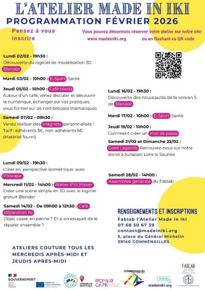 Programmation ateliers Fablab mars 2026
