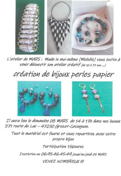 Création de bijou perles papier