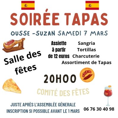 Soirée Tapas - Comité des fêtes d'Ousse Suzan