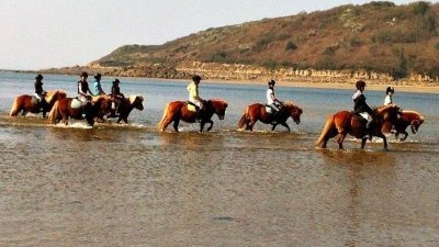 Balade sur la plage à poney
