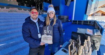 Cérémonie du tirage au sort des dossards et podium de la Coupe du Monde de ski