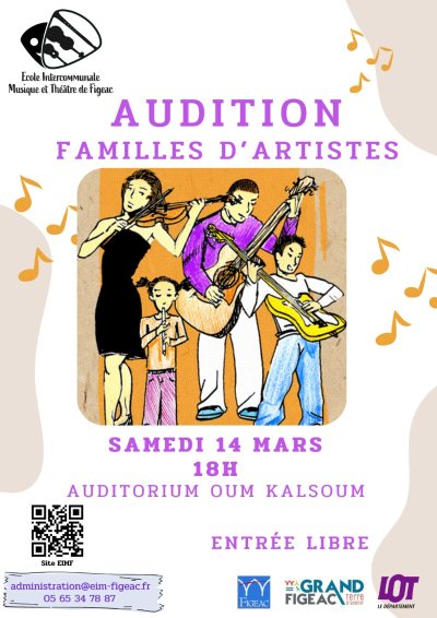 Audition familles d’artistes à l'école de Musique de Figeac