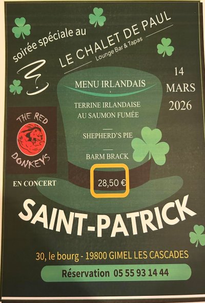 Chalet de Paul : Soirée spéciale Saint Patrick