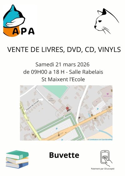 APA vente de livres, DVD, CD , Vinyls