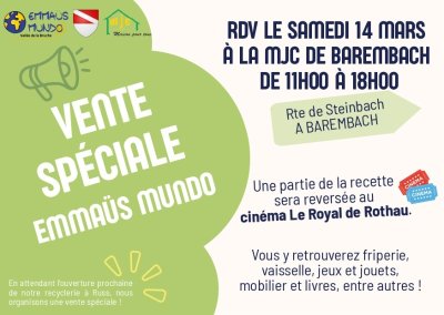 Vente spéciale Emmaüs Mundo