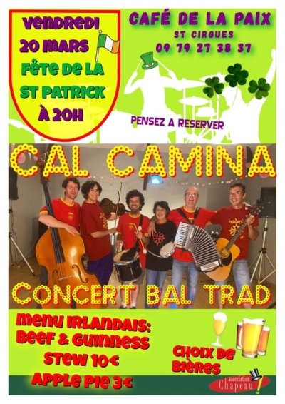 Soirée au Café de la Paix à Saint-Cirgues : fête de la Saint Patrick