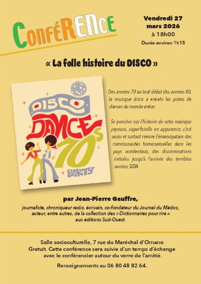 Conférence "La folle histoire du Disco" par Jean-Pierre Gauffre
