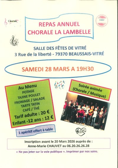 Repas annuel Chorale la Lambelle