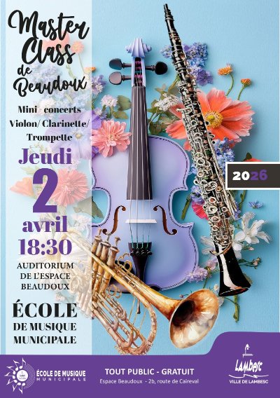 Master Class de Beaudoux et mini-concerts - Violons, clarinettes et trompettes