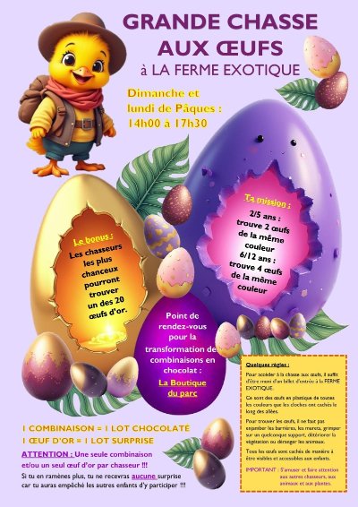 Grande chasse aux oeufs à La Ferme Exotique