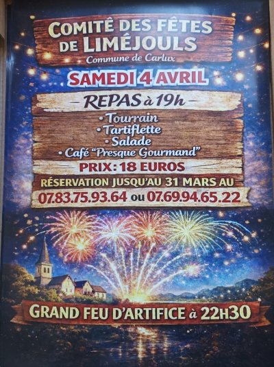 Repas et feu d'artifice à Carlux