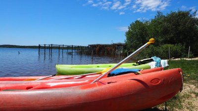 Visite en Canoë d'une cabane en bois "tchanquée" sur l'étang d'Aureilhan (Sortie VIP)