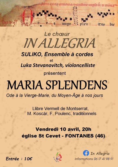 Concert de la chorale In Allegria : "Maria Splendens"