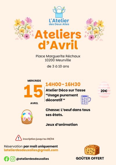 Les ateliers d'Avril avec l'Atelier des Deux Ailes