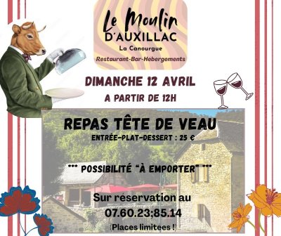 REPAS TÊTE DE VEAU AU MOULIN