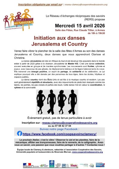 La coopérative des savoirs propose : Initiation aux danses Jerusalema et Country