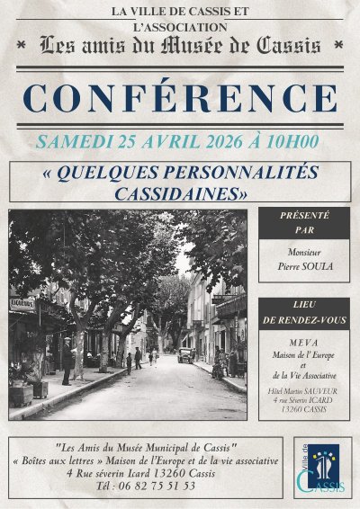 Conférence "Quelques personnalités cassidaines" par Les amis du Musée de Cassis