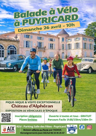 Balade à Vélo et Visite du Chateau d'Alphéran à Puyricard et de l'Exposition de véhicules d'époque