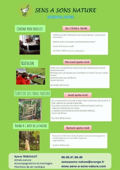 Les activités avec Sens à Sons Nature