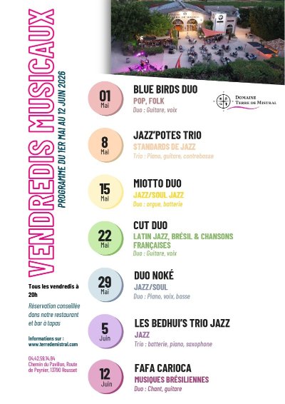 Vendredis musicaux au Domaine Terre de Mistral