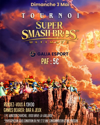 Tournoi Super Smash.Bros.Ultimate au Bar à jeux Game Bearer