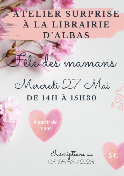 Atelier pour la fête des mères à la librairie Le bon air est dans les livres