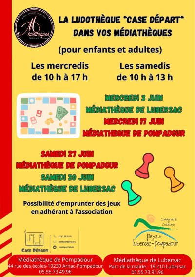 Ludothèque "case départ" à la médiathèque de Lubersac