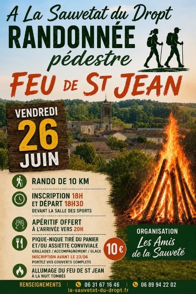 Randonnée pédestre et feu de la St Jean