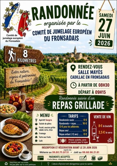Randonnée organisée par le Comité de Jumelage Européen du Fronsadais