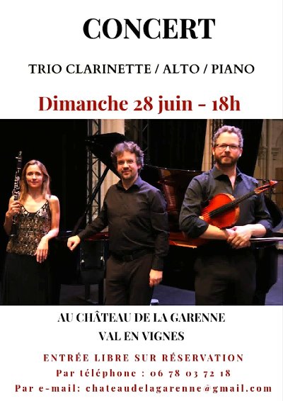 Concert au Château de la Garenne " Trio Clarinette-Alto-Piano"