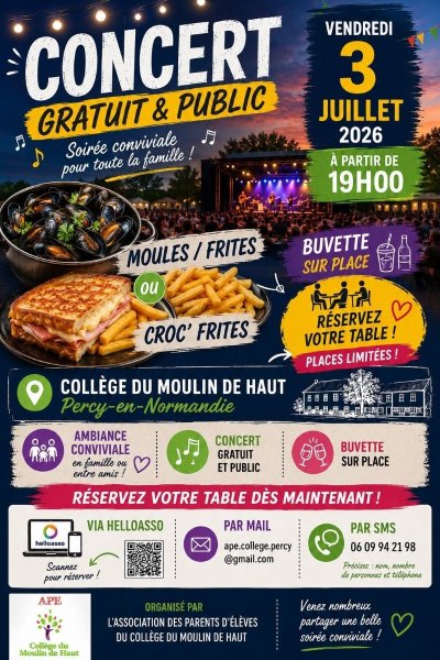 Soirée moules frites & concert gratuit