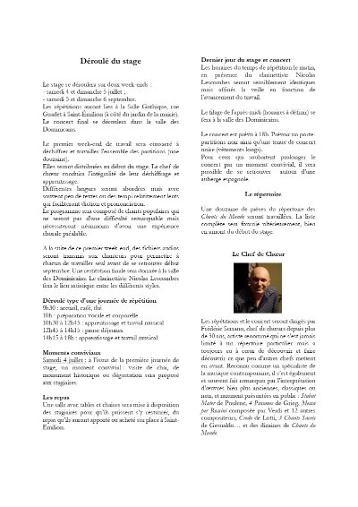 Stage de chant choral par le Festival Vino Voce - Chants du Monde