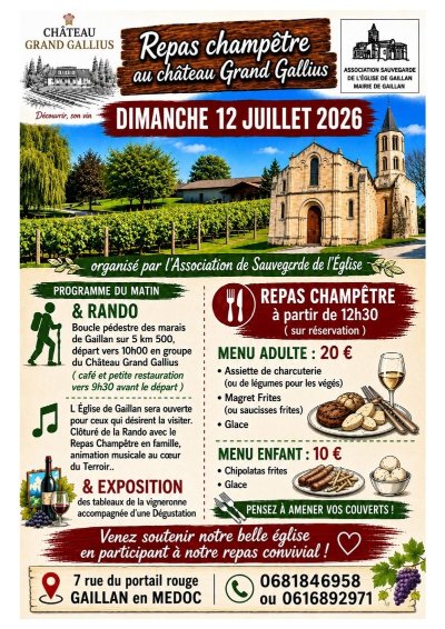 Repas champêtre au Château Grand Gallius