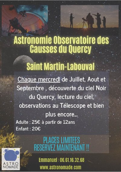 Soirée astronomie à l'observatoire des causses du Quercy