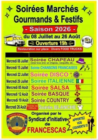 Marchés gourmands et festifs à Francescas.