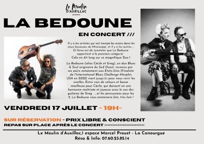 CONCERT AU MOULIN D'AUXILLAC : LA BEDOUNE