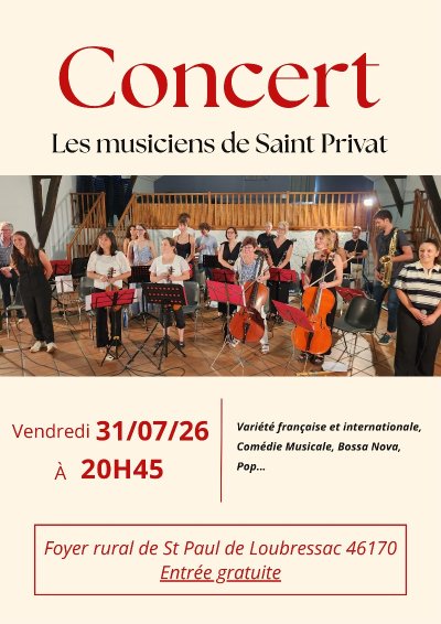 Concert à Saint-Paul-de-Loubressac: Les musiciens de Saint-Privat
