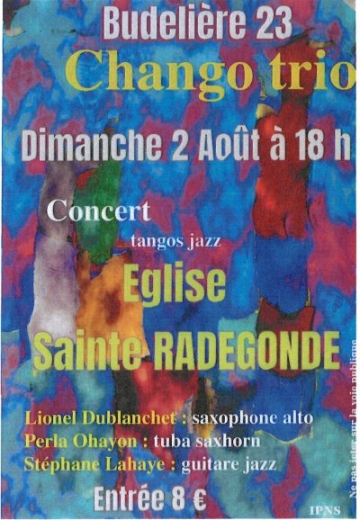 Concert Eglise Ste Radegonde - CHANGO TRIO