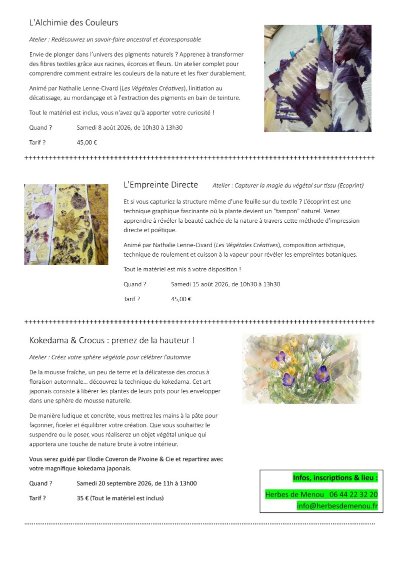 Atelier créatif chez Herbes de Menou : L'Empreinte Directe