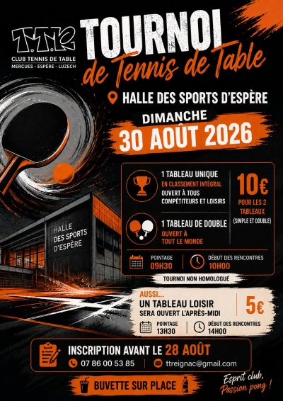 Tournoi annuel de Tennis de Table Reignac